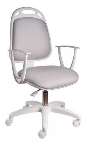 Silla de escritorio de Outlet Diva ergonómica gris perla y blanca con  tapizado de marathon