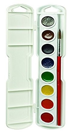 Prang Oval Pan Acuarela Set, 8 Colores Clásicos Con Cepillo,