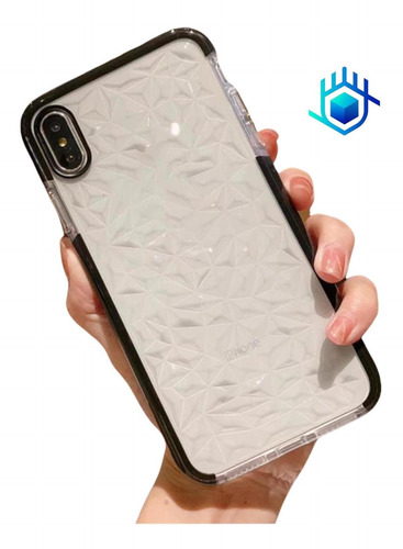 Imagen 6 de 10 de Case Para iPhone De Diamantes 3d Goma Gruesa Relieve Resistente Uso Rudo Hombre Mujer Dama Funda Bordes Con Airbag Moda