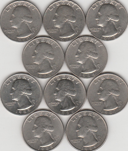 Quarter Dollar 1980 1981 1982 1983 1984 1985 86 87 88 1989 P