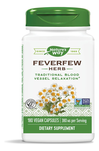 Suplemento Nature's Way Feverfew Herb 380 Mg 180 Cápsulas Ve