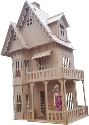 Casita De Muñecas Barbie 1,20 + 16 Muebles, Mdf 6mm Espesor