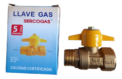 Llave De Paso Gas Certificada 1/2 Hi-he // Ferre Val