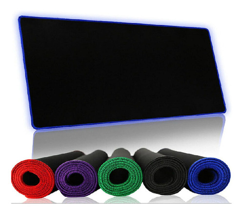 Mouse Pad Texturizado Anti Derrapante Para Juegos Pc Laptop Impermeable Gamer No Se Moja De Goma Color Borde Azul