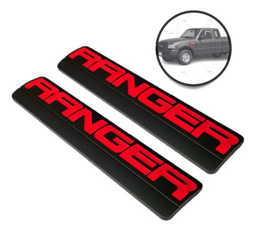 Par De Emblemas Laterales Ford Ranger Rojo/negro 