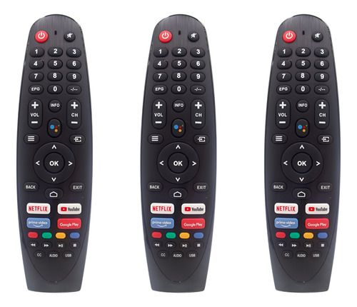 Lote De 3pz Controles Remotos Sansui Smart Google Play