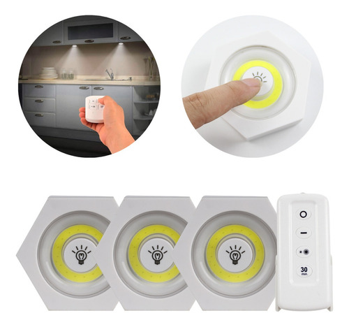 Luminária Lâmpada Led Spot Sem Fio Portátil Controle Remoto Cor Branco quente