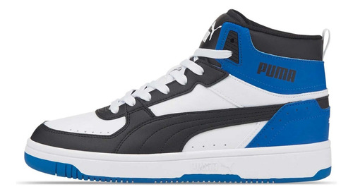 Tenis Puma Rebound V6 Mid, Unisex, Blanco-azul. 39383106