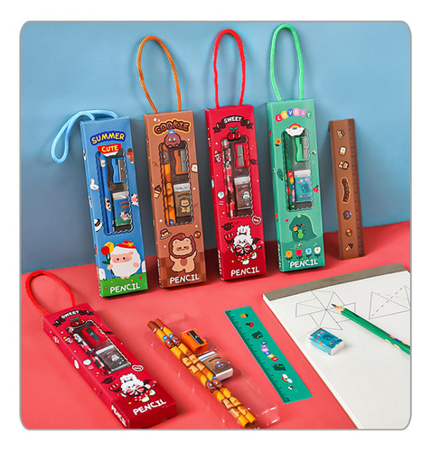 Juego De 5 Unidades, Juego De Lápices Navideños Con Dibujos
