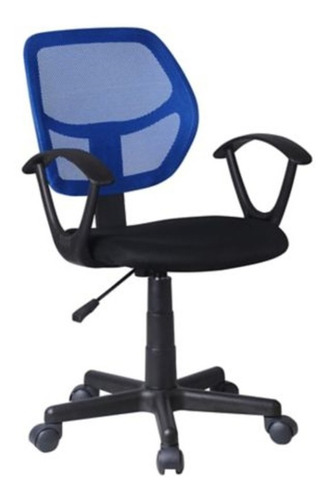 Silla Escritorio Color Azul Negro Puesto De Trabajo Sencilla