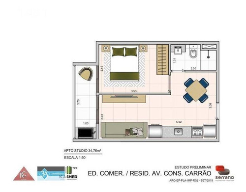 Imagem 4 de 11 de Apartamento 1 Dormitório Com Sacada Grill - Ap6075