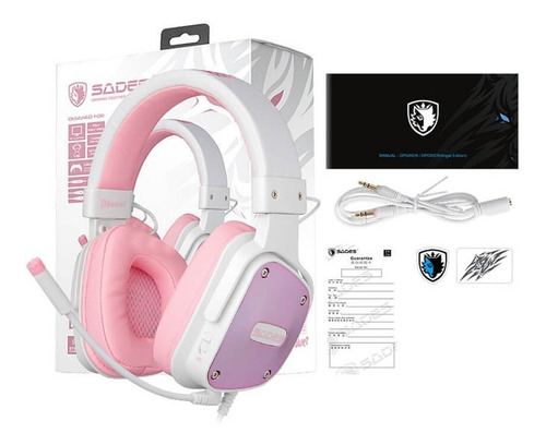 Imagen 5 de 5 de Audifono Gamer Pink Diadema Sades Dpower Rosa