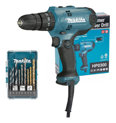 Furadeira Parafusad Impcto Makita 3/8 320w Hp0300 + Brocas