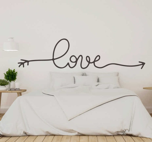 Vinilo Decorativo Cabecera De Cama Love 120x24