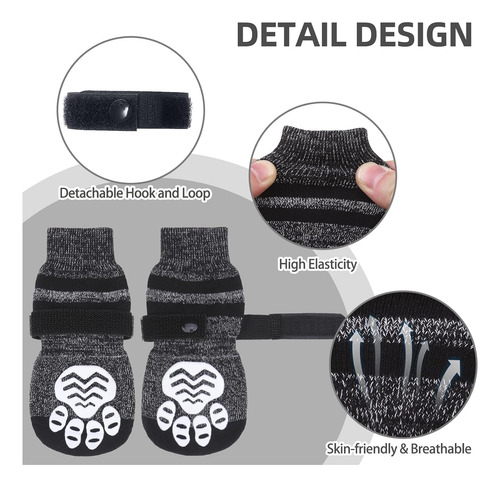 Calcetines Antideslizantes Para Perros Pupteck, Negro, X-l