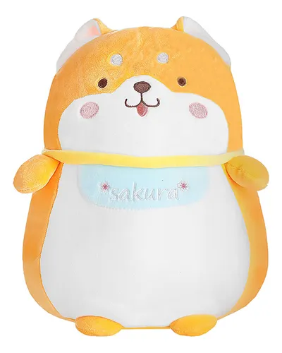 Miniso Peluche Shiba Inu Con Babero Felpa Amarillo 29.9x23.2