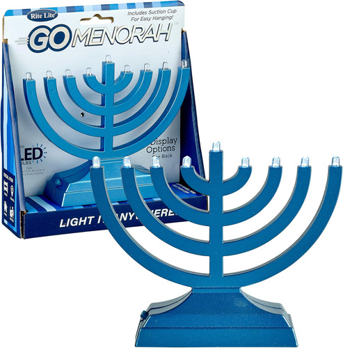 Portavelas Menorah/rite Lite En Azul Claro