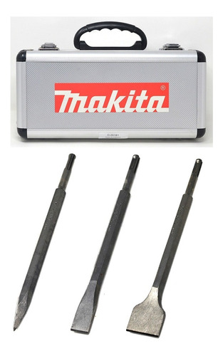 Set 3 Cinceles Makita Sds-plus X 25 Cm + Maletín De Aluminio