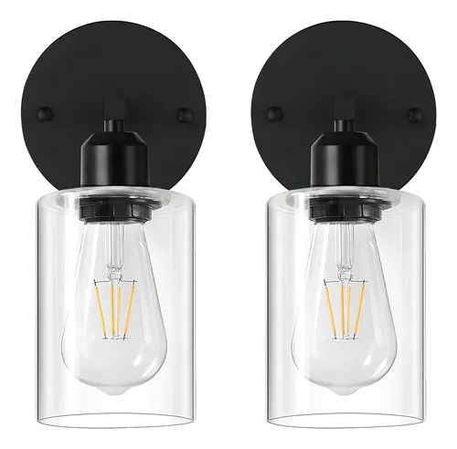 Fucoda Paquete De 2 Luces De Tocador, Aplique De Pared Negro