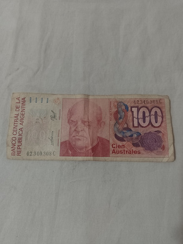3 Billetes Antiguos Argentinos 100 Australes ( Usado )