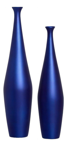 Dupla Vaso De Chão Azul Royal Para Sala Garrafa Faenza M E P Ocean