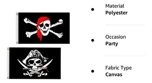 Bandera Pirata Dyung Tec, 2 Piezas 2 X 3 Bandera De Calavera
