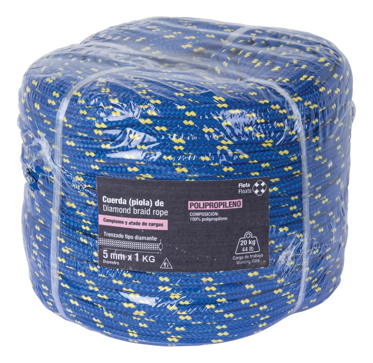 Piola De Polipropileno Trenzada Multicolor 5mm 1 Kg 47864 Color Azul Fiero PIO-51K