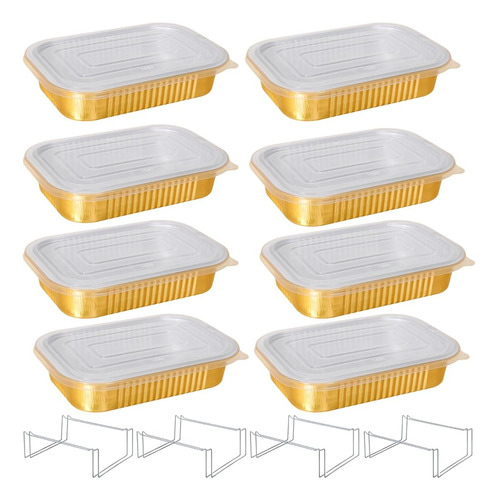 Set De 8 Bandejas Desechables Con Rejillas Para Buffet