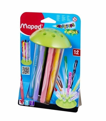 Marcadores Maped Color Peps Jungle X 12 + Base Con Tapas