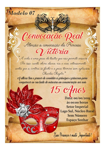 70 Convite Festa 15 Anos Convite Baile De Máscaras + 210 Ind