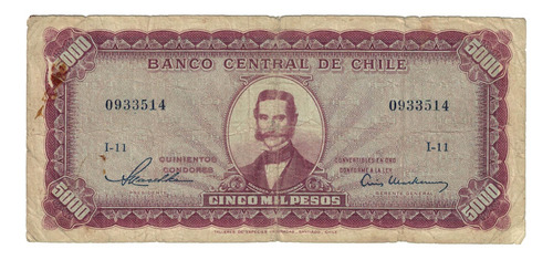 Billete De Chile 5000 Pesos Tocornal - Quinientos Cóndores