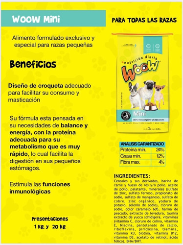 Imagen 2 de 7 de Promoción Woow Mini Paquete De 9 Kg + Plato