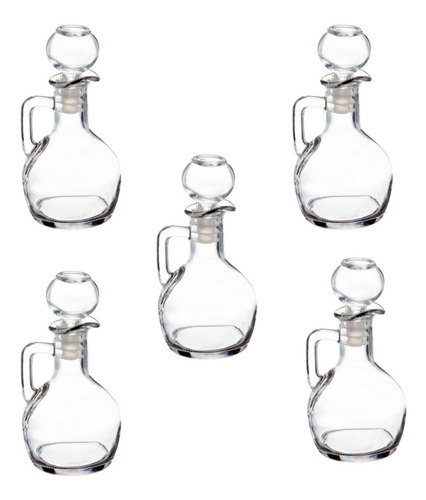 Set De 5 Jarritas De Vidrio Estilo Retro Vinagreras Aceitera
