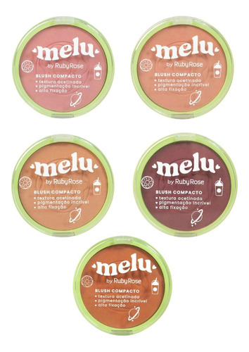 Rubor compacto de textura fina Melu By Ruby en tono rosa caramelo