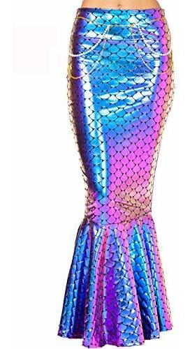 Adulto Metallic Holograma Shiny Mermaid Falda Traje Pla...