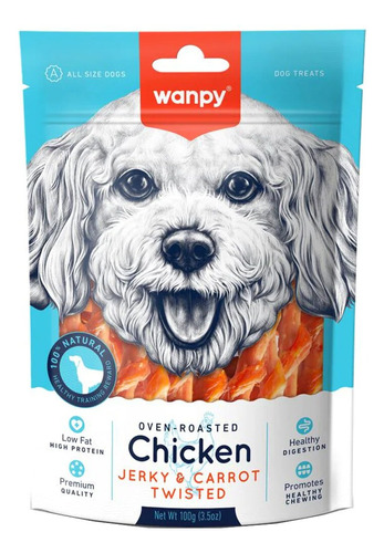 Wanpy Chicken Jerky & Carrot Sticks 100gr- Snack De Perro