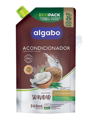 Acondicionador Suavidad Coco Y Leche Algabo 930 Dp Pack X 10