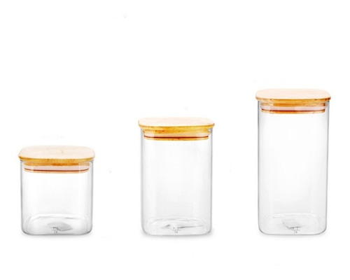 Frasco De Vidrio Con Tapa De Bambú 1000ml