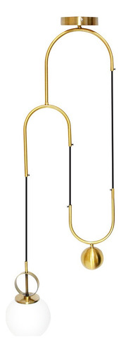 Pendente Lustre Decorativo Cadre Curvo Elétrico Moderno Luxo Cor Dourado