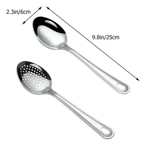 Utensilio Ranurado Portátil De Acero Inoxidable Con Cuchara