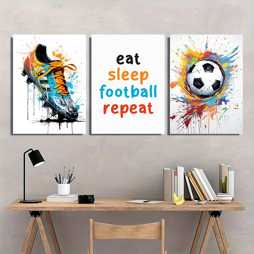 Lienzo Con Póster De Fútbol Con Póster De Grafiti, 3 Piezas