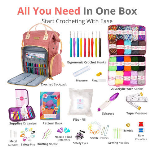 Kit De Ganchillo Para Principiantes Con Mochila Y Curso