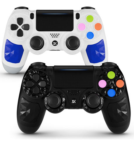 2 Pcs Control Inalámbricos Bluetooth Para Ps4 Blanco Y Negro