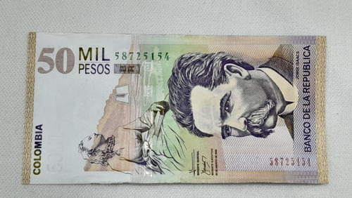 Billete Colombia 50mil Pesos  Ago/2009