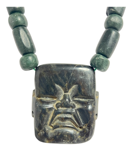 Collar De Jade Marmolina Cara Olmeca De Chiapas Con Envio
