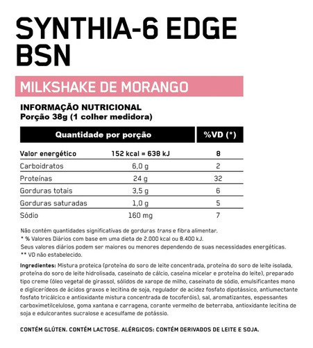Syntha-6 Edge Proteína Ultra Premium 2,09lbs/949g Bsn Sabor Milkshake De Morango
