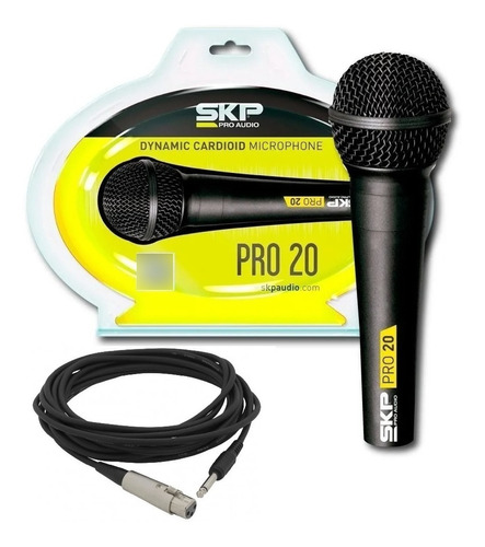 Skp Pro-20 Micrófono Dinámico Cardioide + Cable 5 Metros 6pa