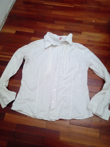 Camisa Manga Larga Talle L .blanca .volados