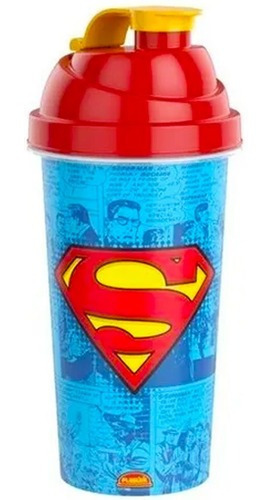 Imagem 2 de 2 de Copo Shakeira De Plástico 580 Ml Tampa Rosca Super Man Homem