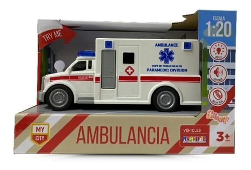 Ambulancia Vehículo Con Luz Y Sonido 20cm Magnific Juguete